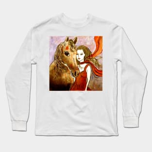 Scarlet's Pony Horse (Linocut) 2 Long Sleeve T-Shirt